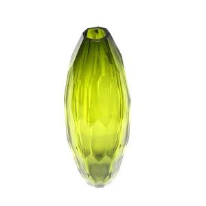 Balerina Engraved Glass Vase Green
