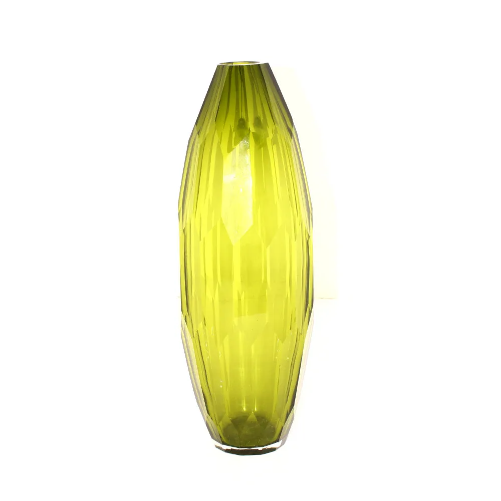 Balerina Engraved Glass Vase Green