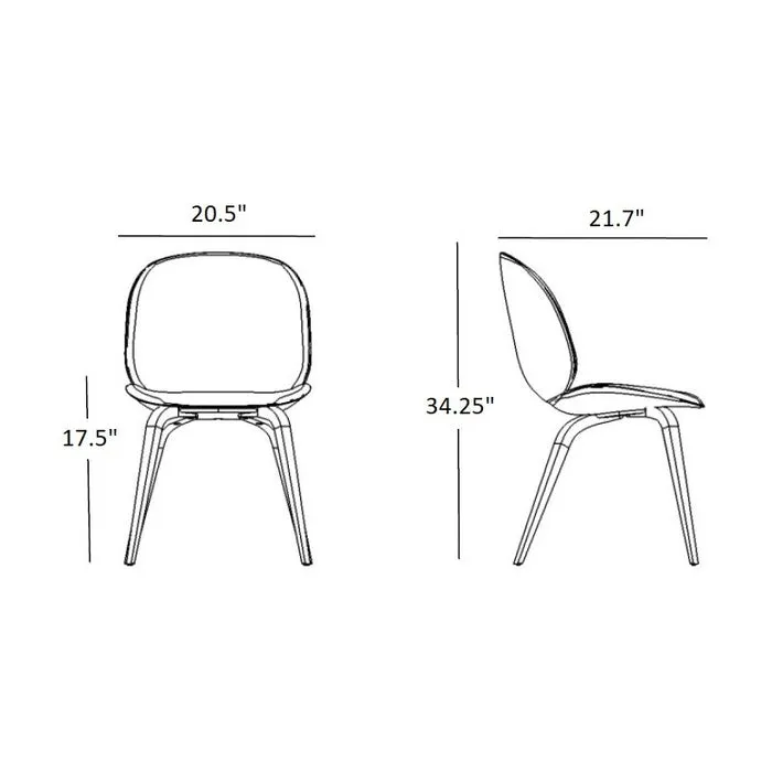 Beetle Upholstered Dining Chair - Wood Base