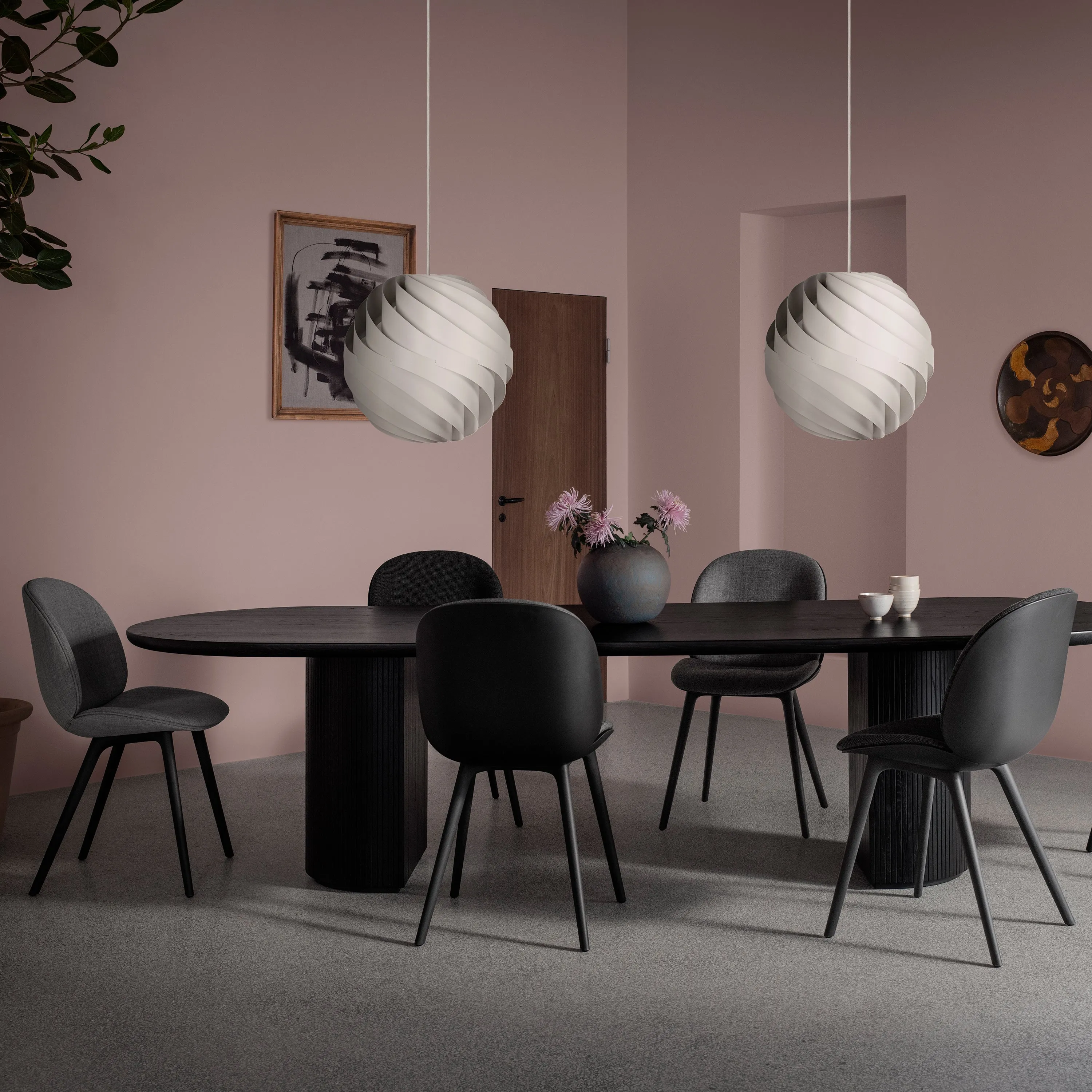 Beetle Upholstered Dining Chair - Wood Base