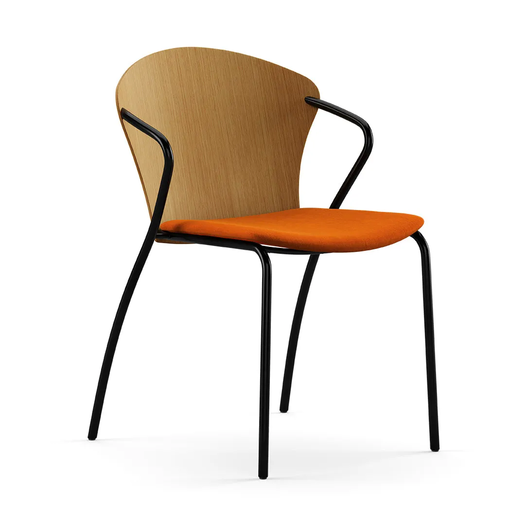 Bessi Seat Upholstered Dining Chair with Wood Back