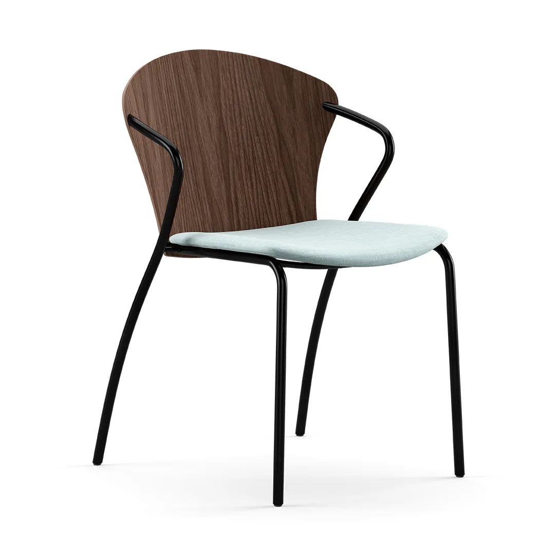 Bessi Seat Upholstered Dining Chair with Wood Back
