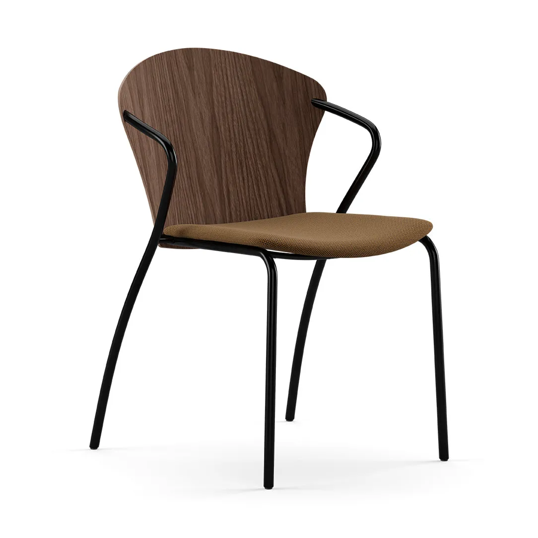 Bessi Seat Upholstered Dining Chair with Wood Back