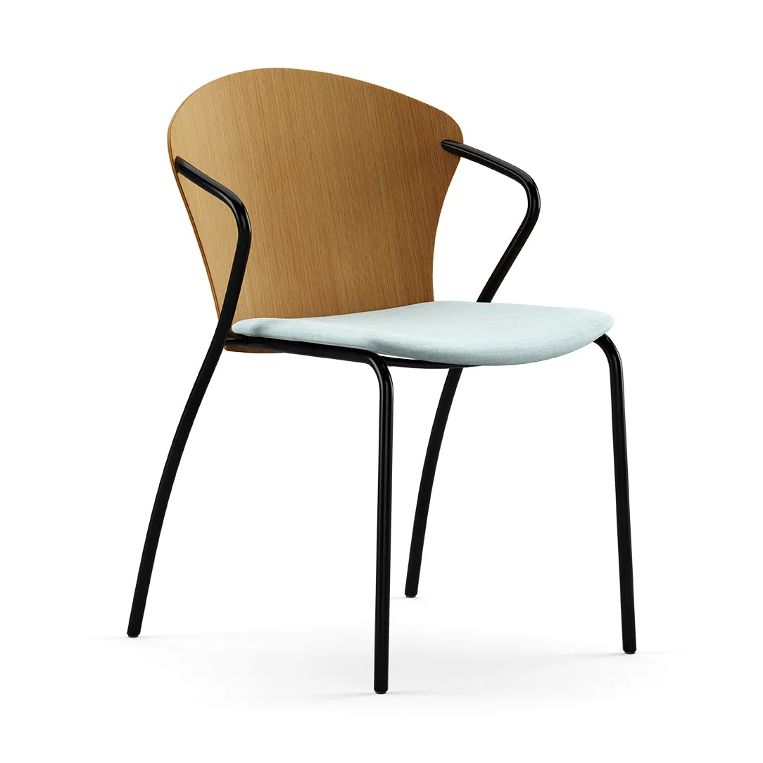 Bessi Seat Upholstered Dining Chair with Wood Back