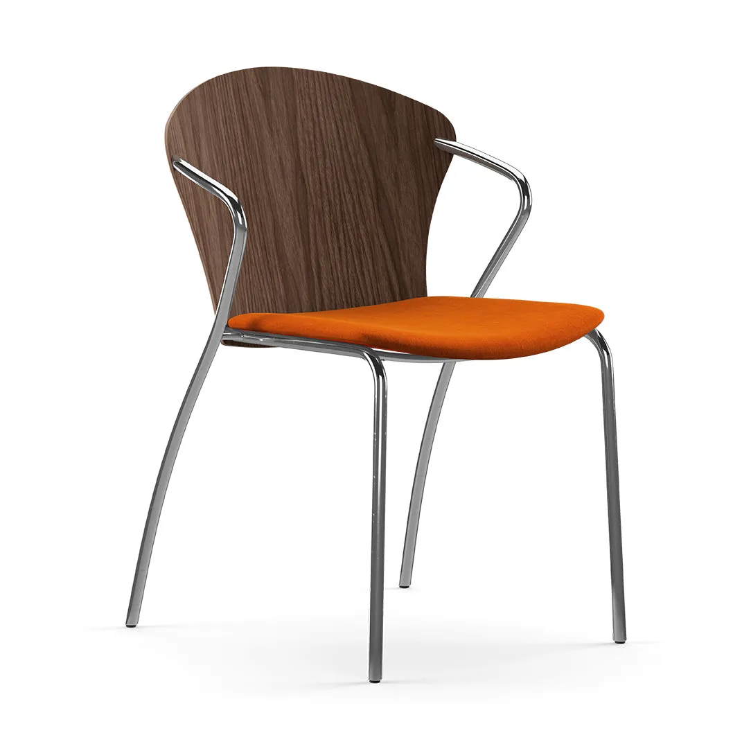 Bessi Seat Upholstered Dining Chair with Wood Back