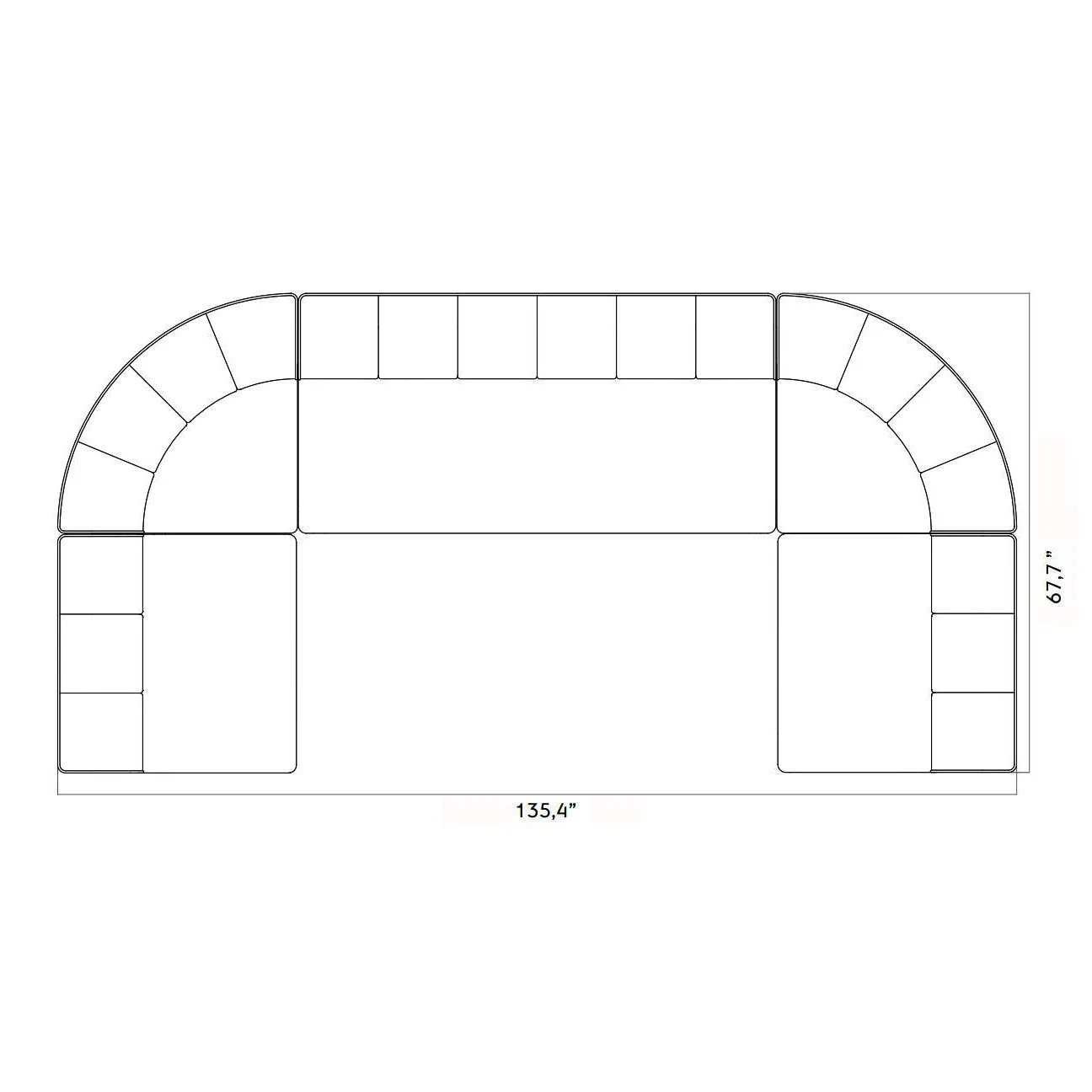 Eave Seamline 4-Seater Curved Sofa