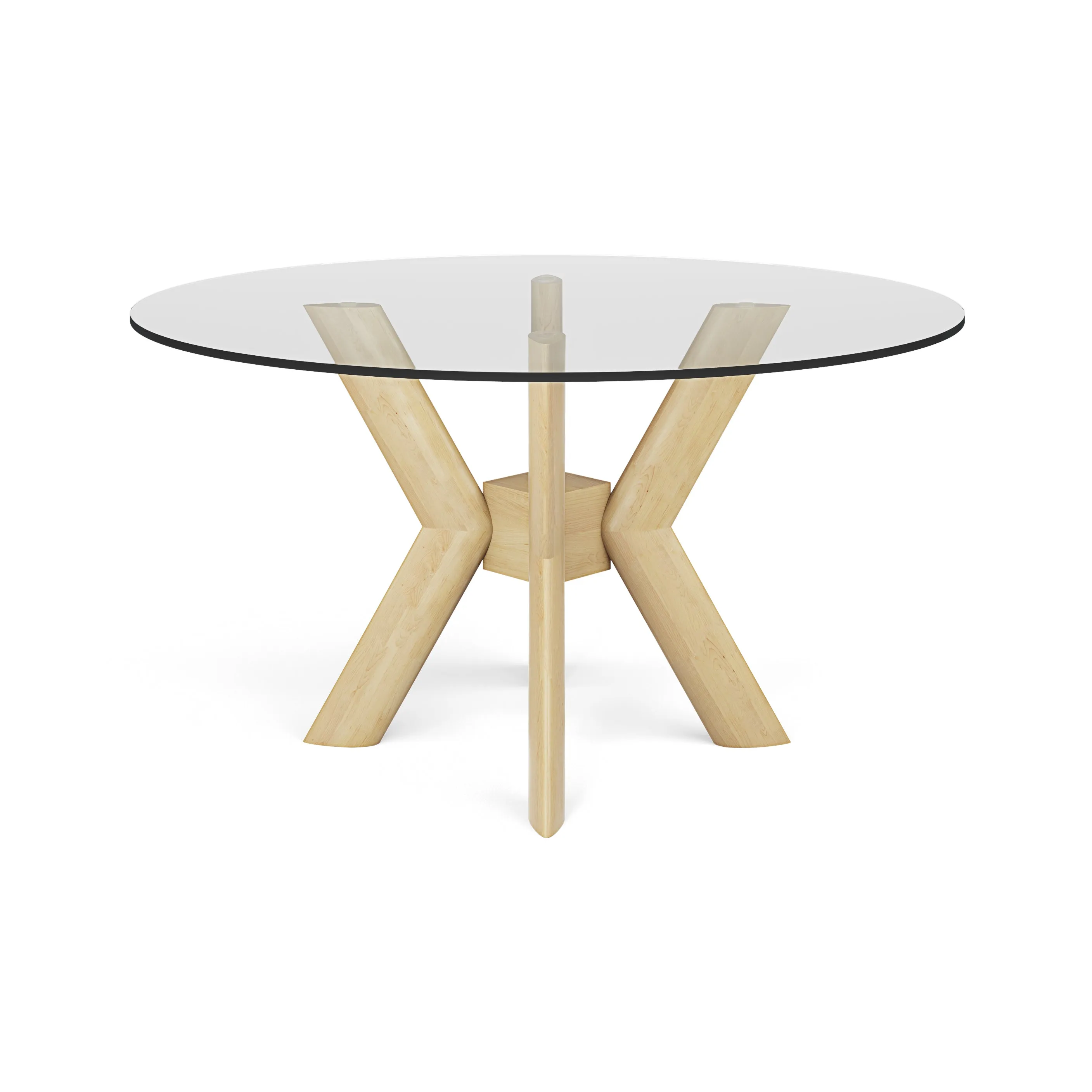 K-Base Round Dining Table - Glass Top