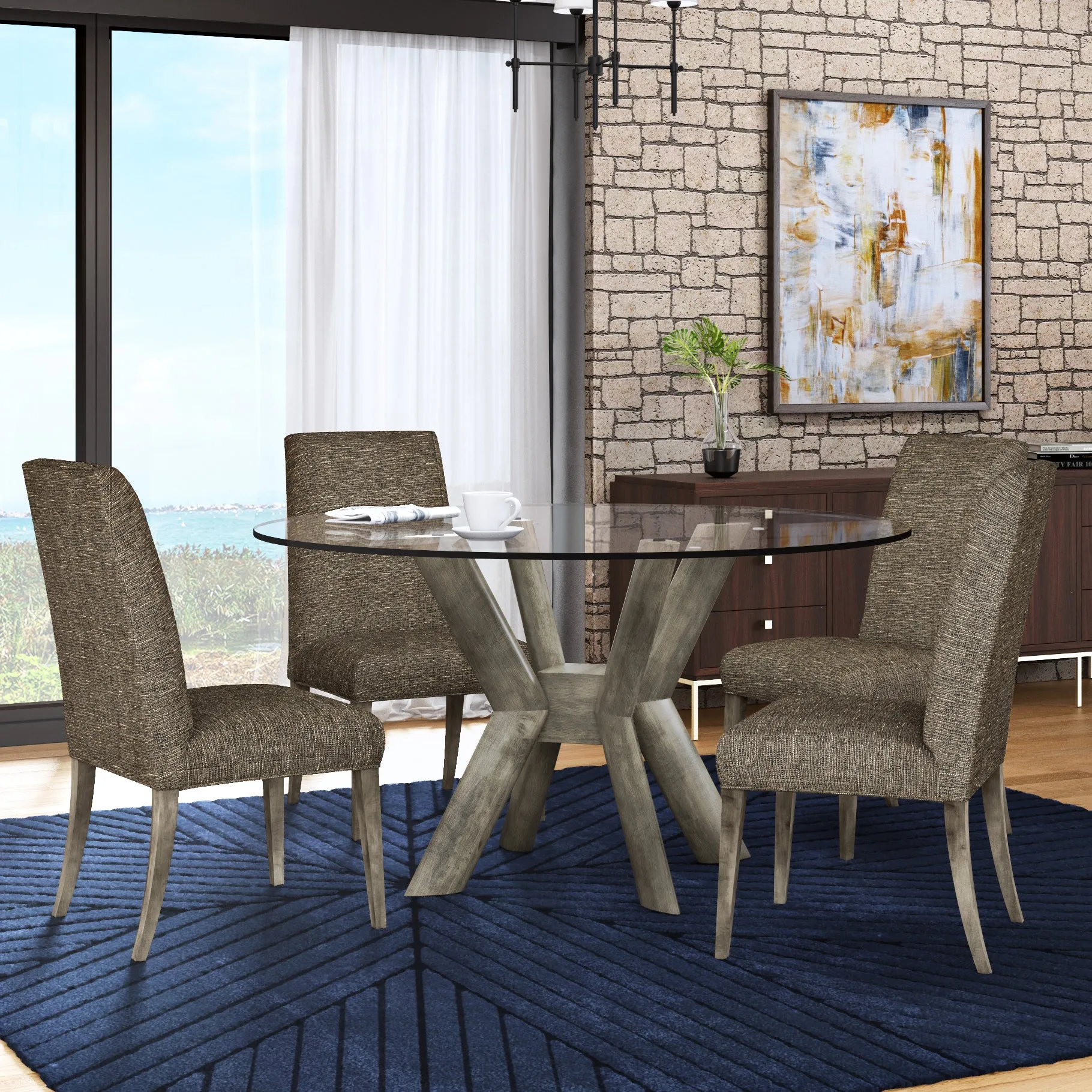 K-Base Round Dining Table - Glass Top