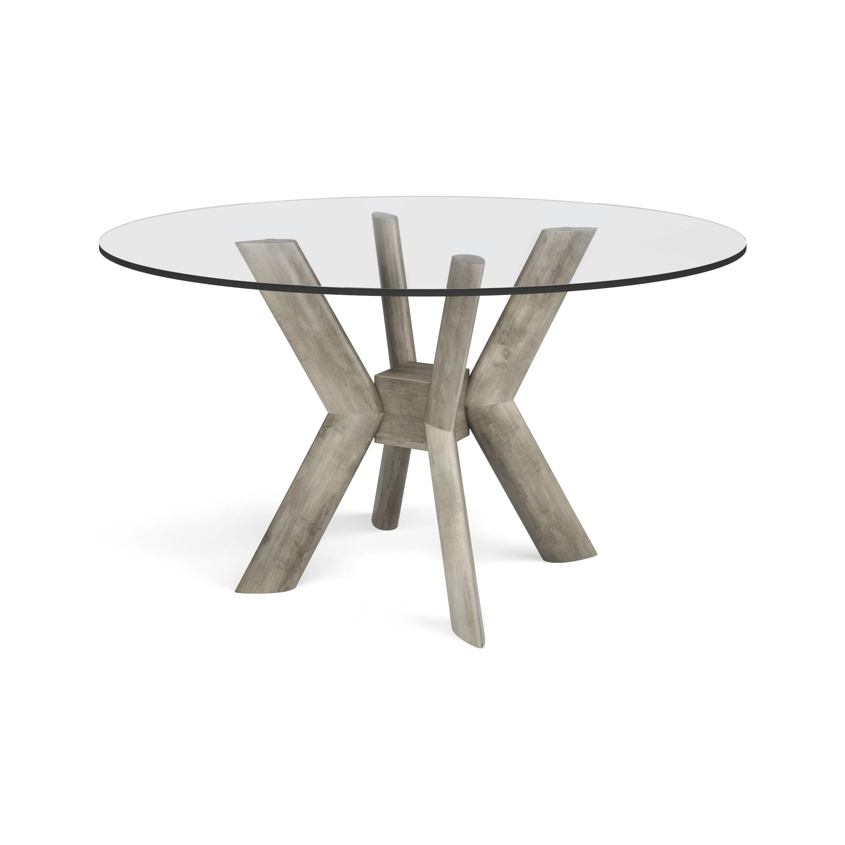 K-Base Round Dining Table - Glass Top