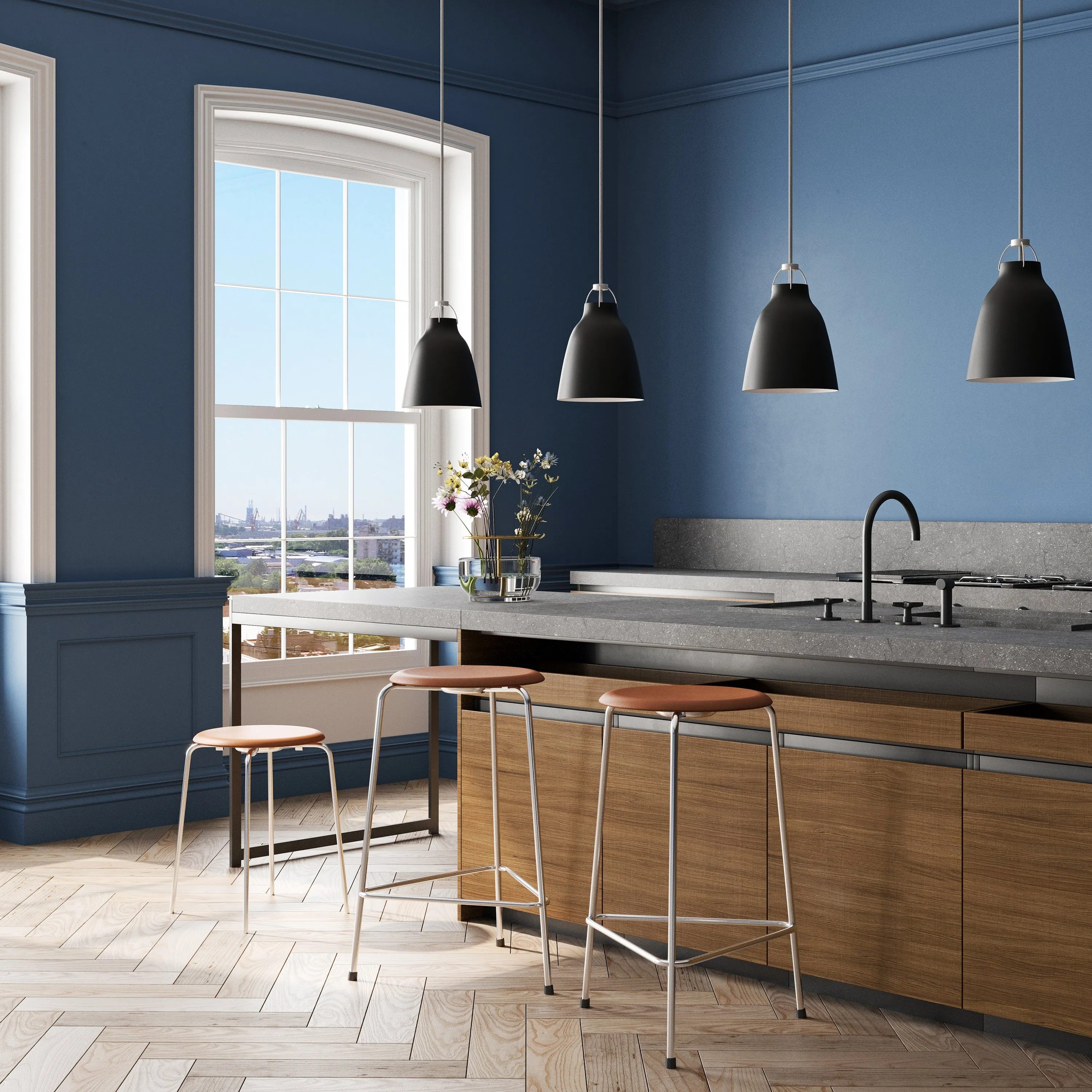 Leather Counter High Dot Stool