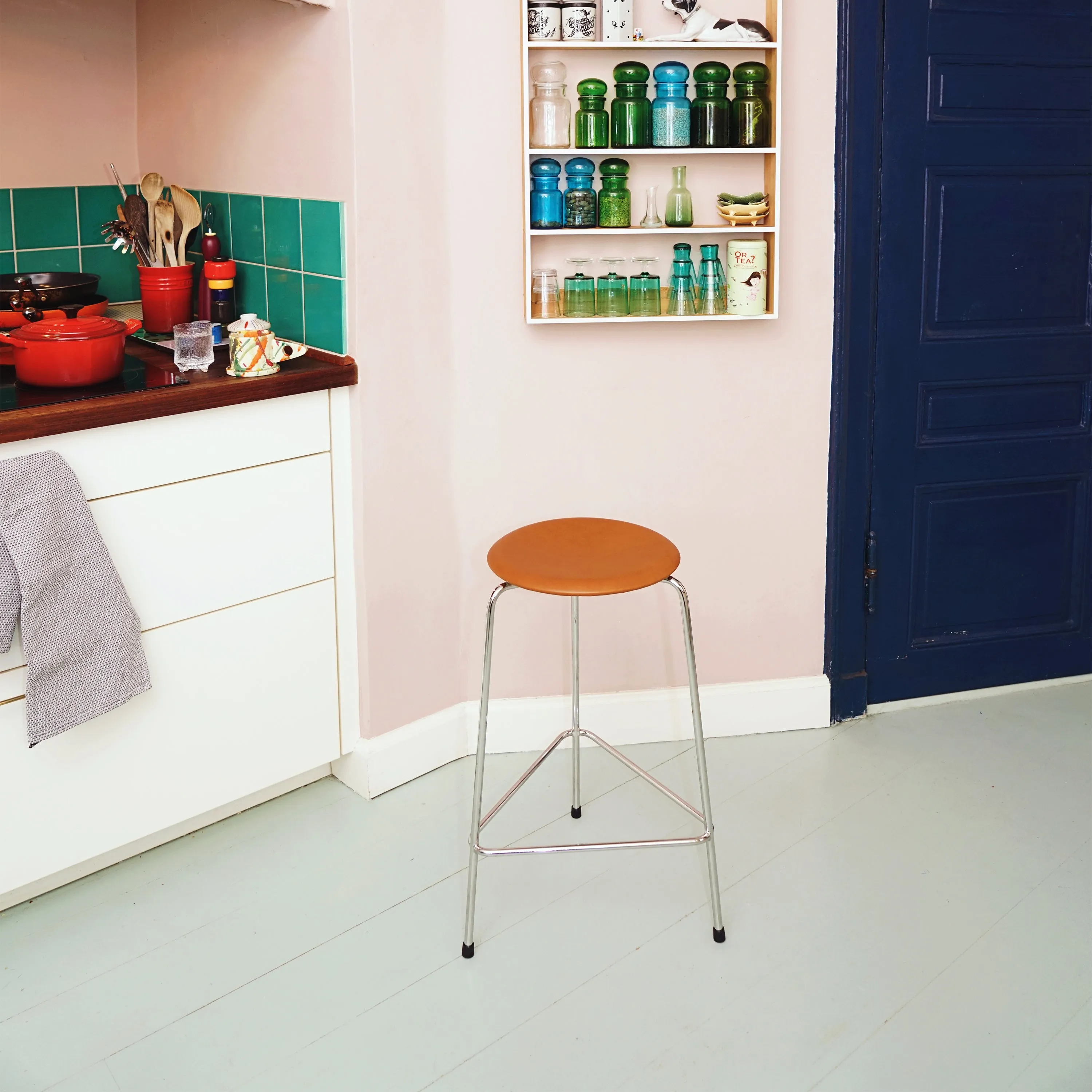 Leather Counter High Dot Stool