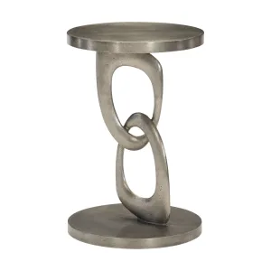 Linea Metal Round Chairside Table with Interlocking Shape