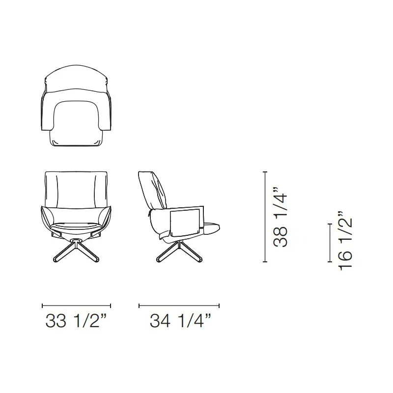 Lud'o Lounge Chair with Ottoman Spokes Base