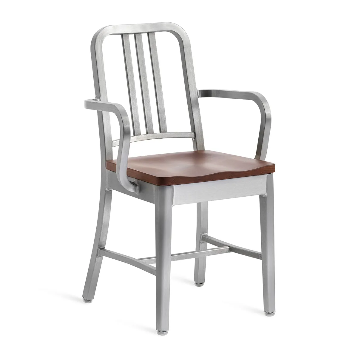 Navy Armchair with Natural Wood Seat
