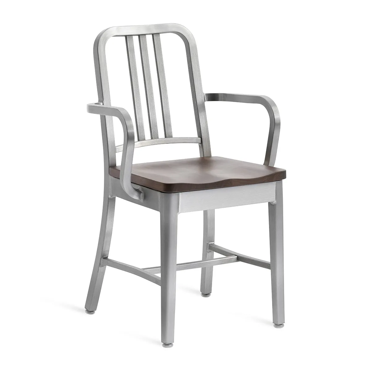 Navy Armchair with Natural Wood Seat