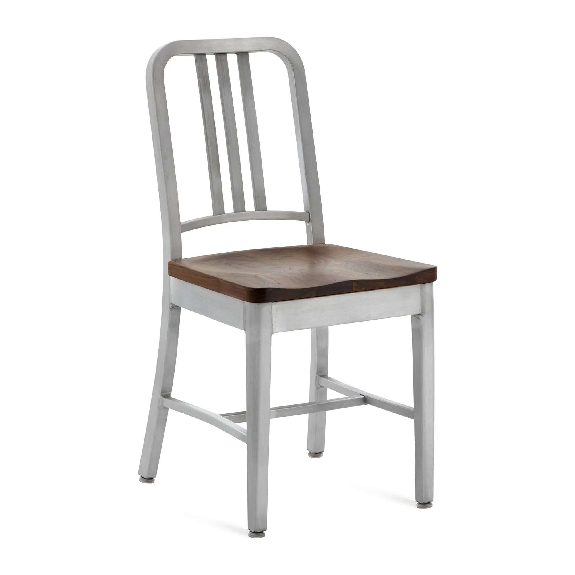 Navy Chair with Natural Wood Seat