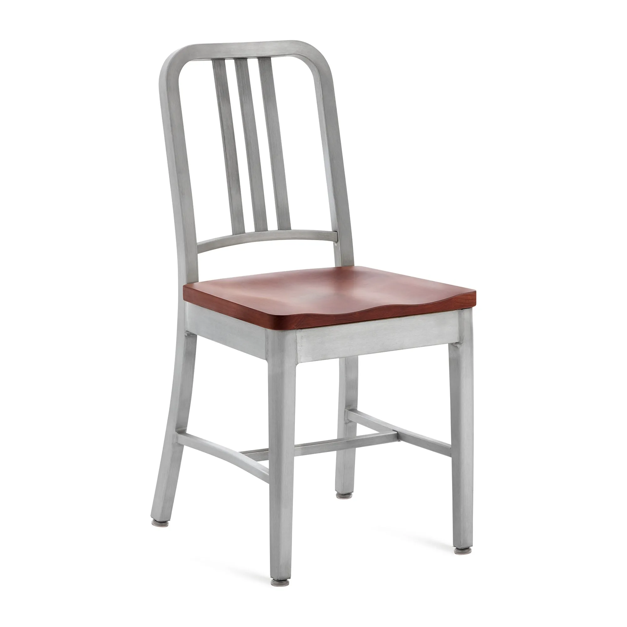 Navy Chair with Natural Wood Seat