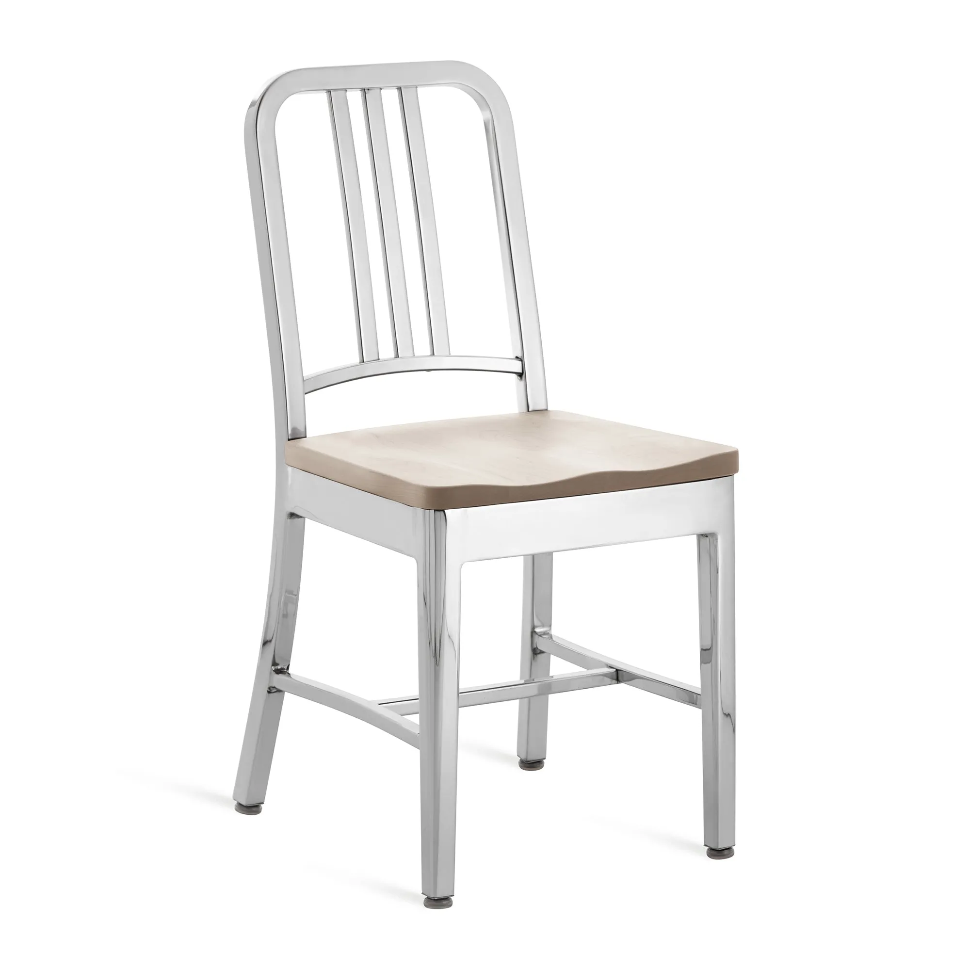 Navy Chair with Natural Wood Seat
