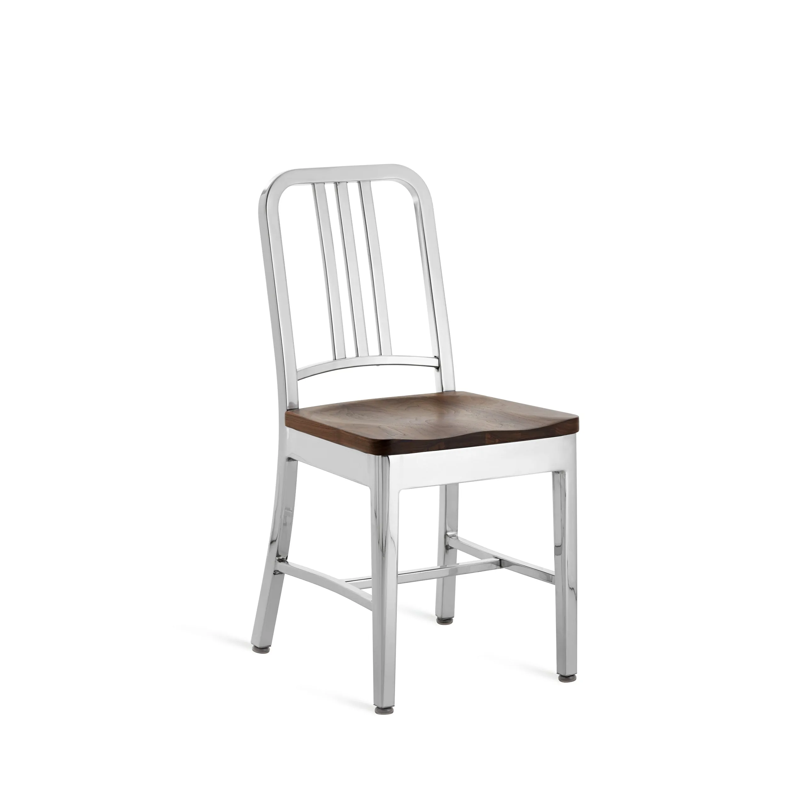 Navy Chair with Natural Wood Seat