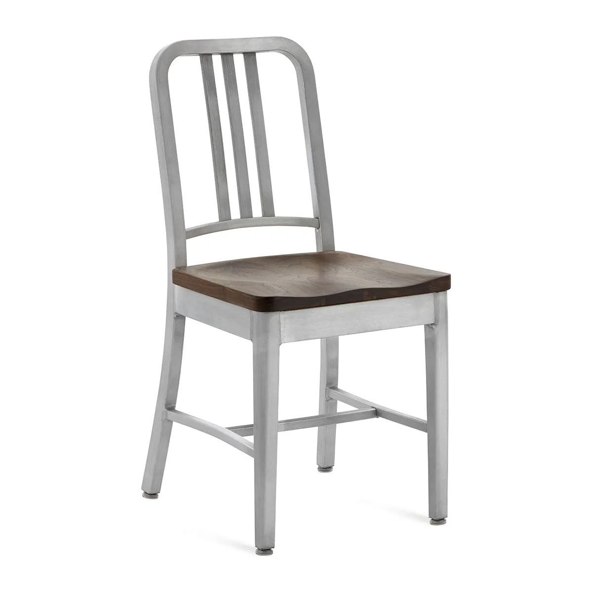 Navy Chair with Natural Wood Seat