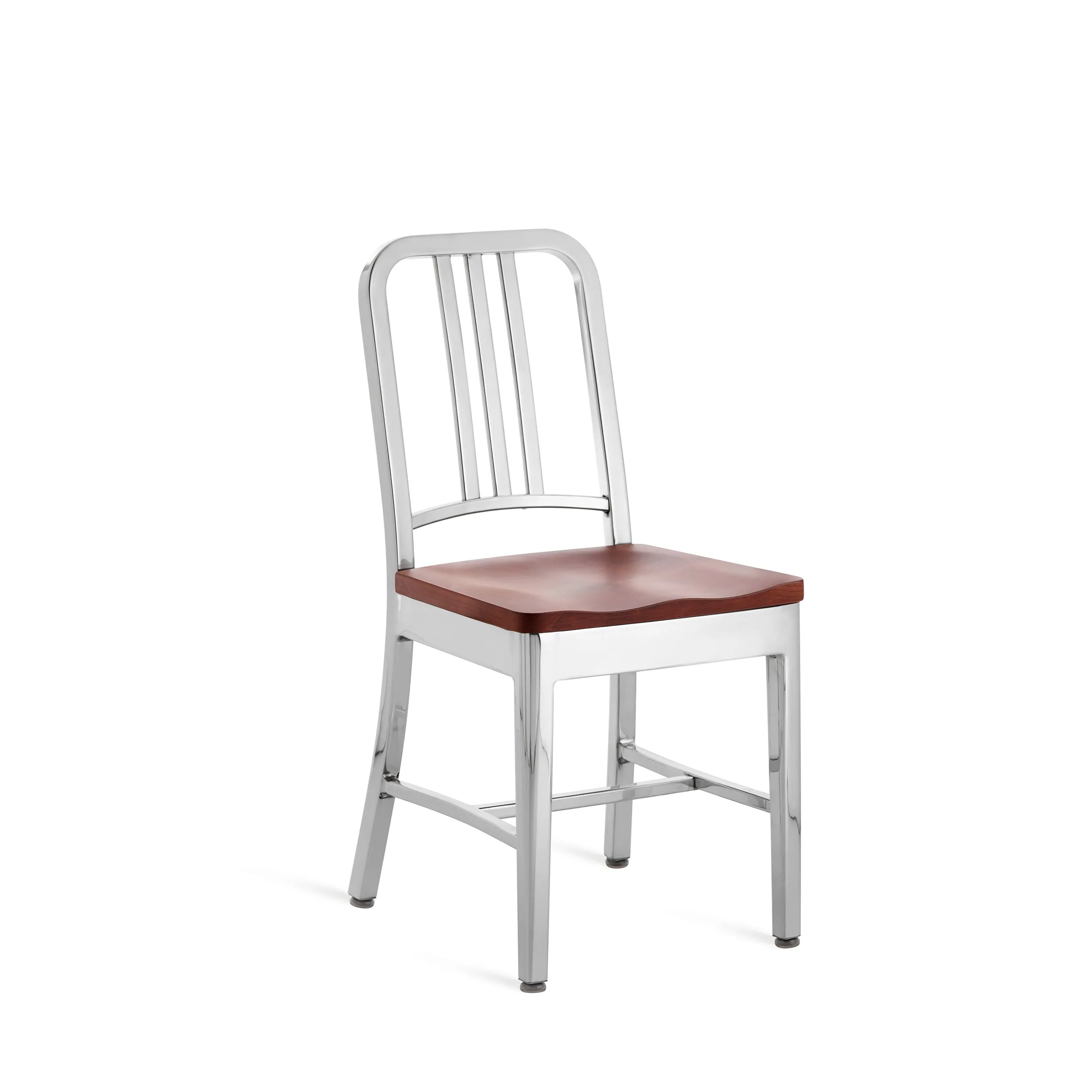 Navy Chair with Natural Wood Seat