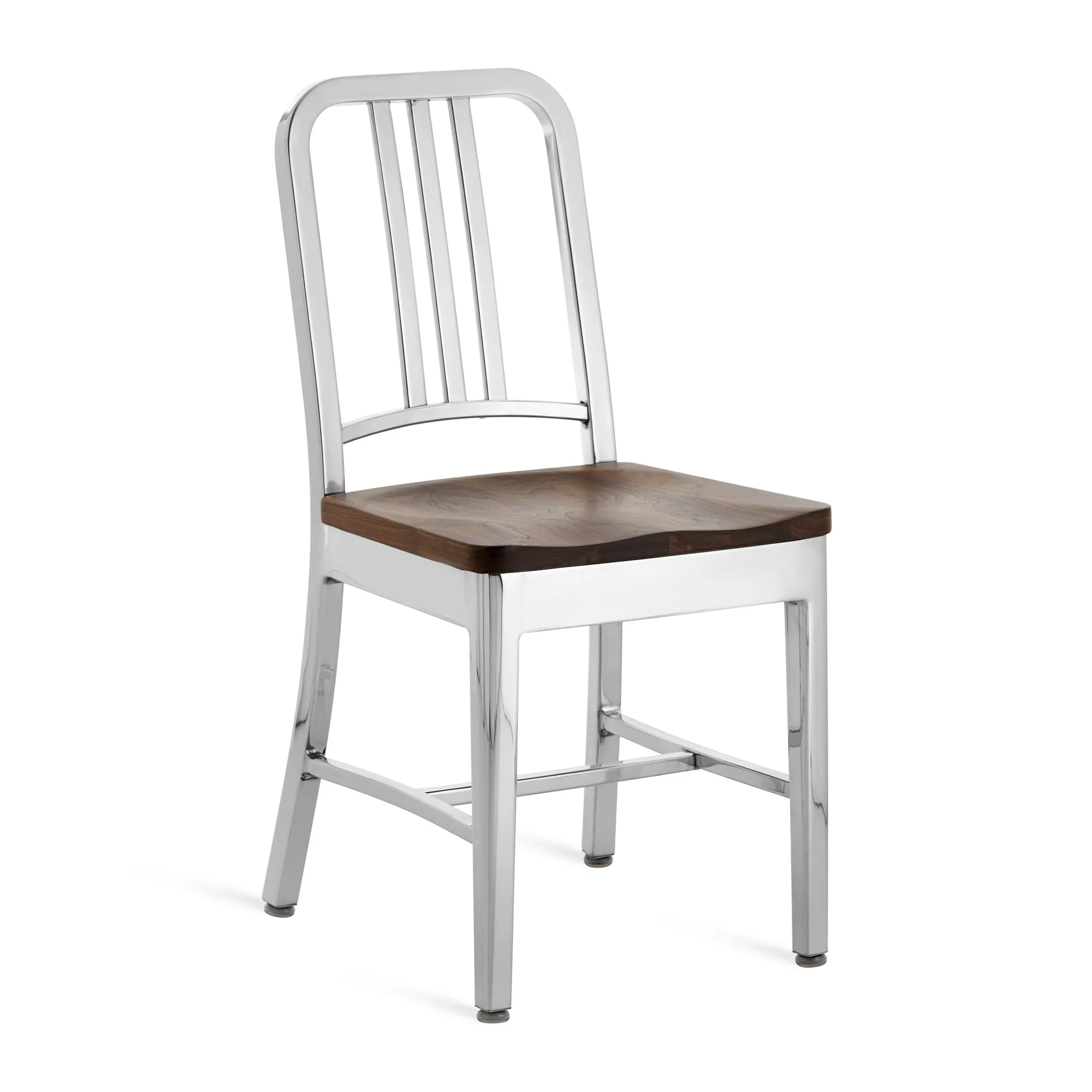 Navy Chair with Natural Wood Seat