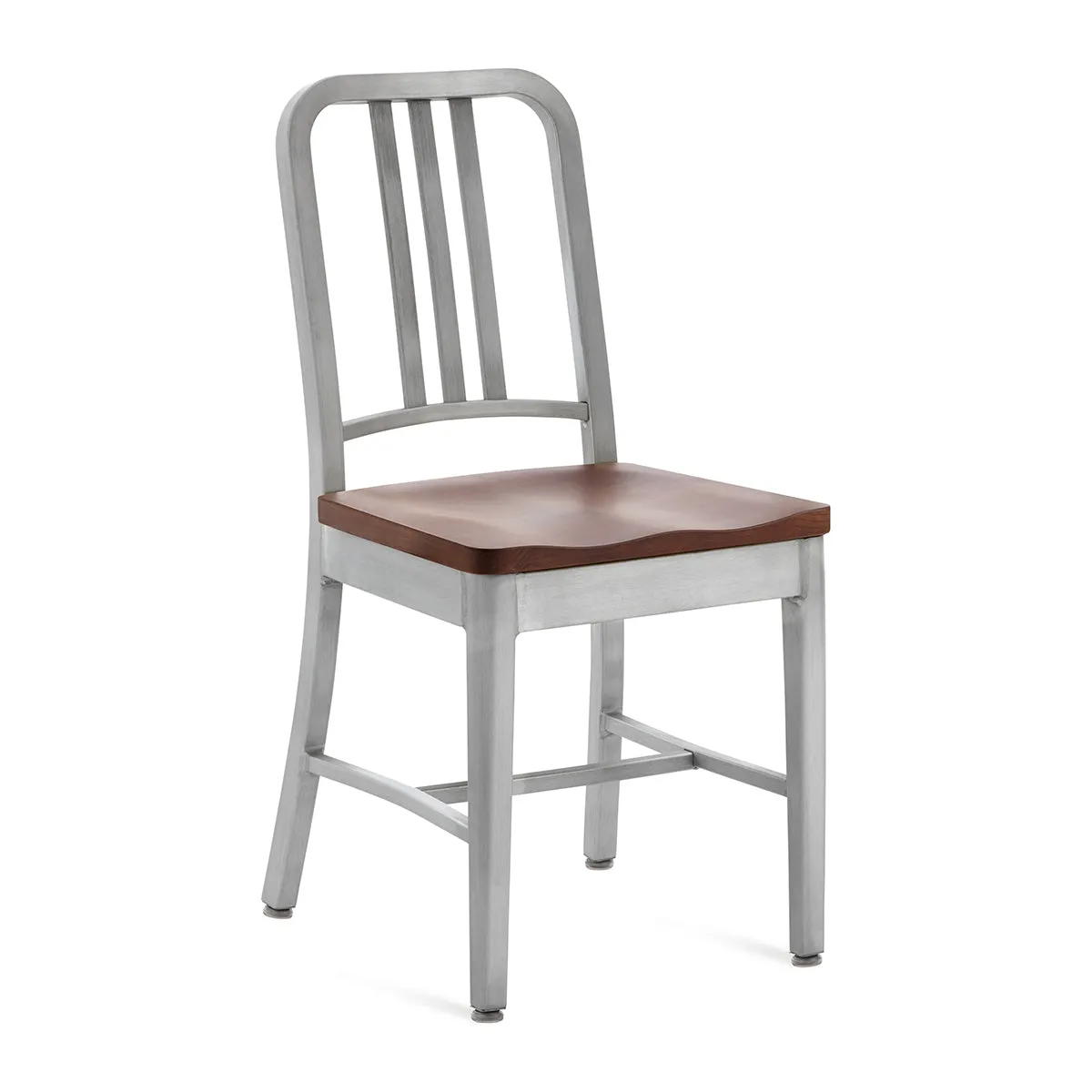 Navy Chair with Natural Wood Seat