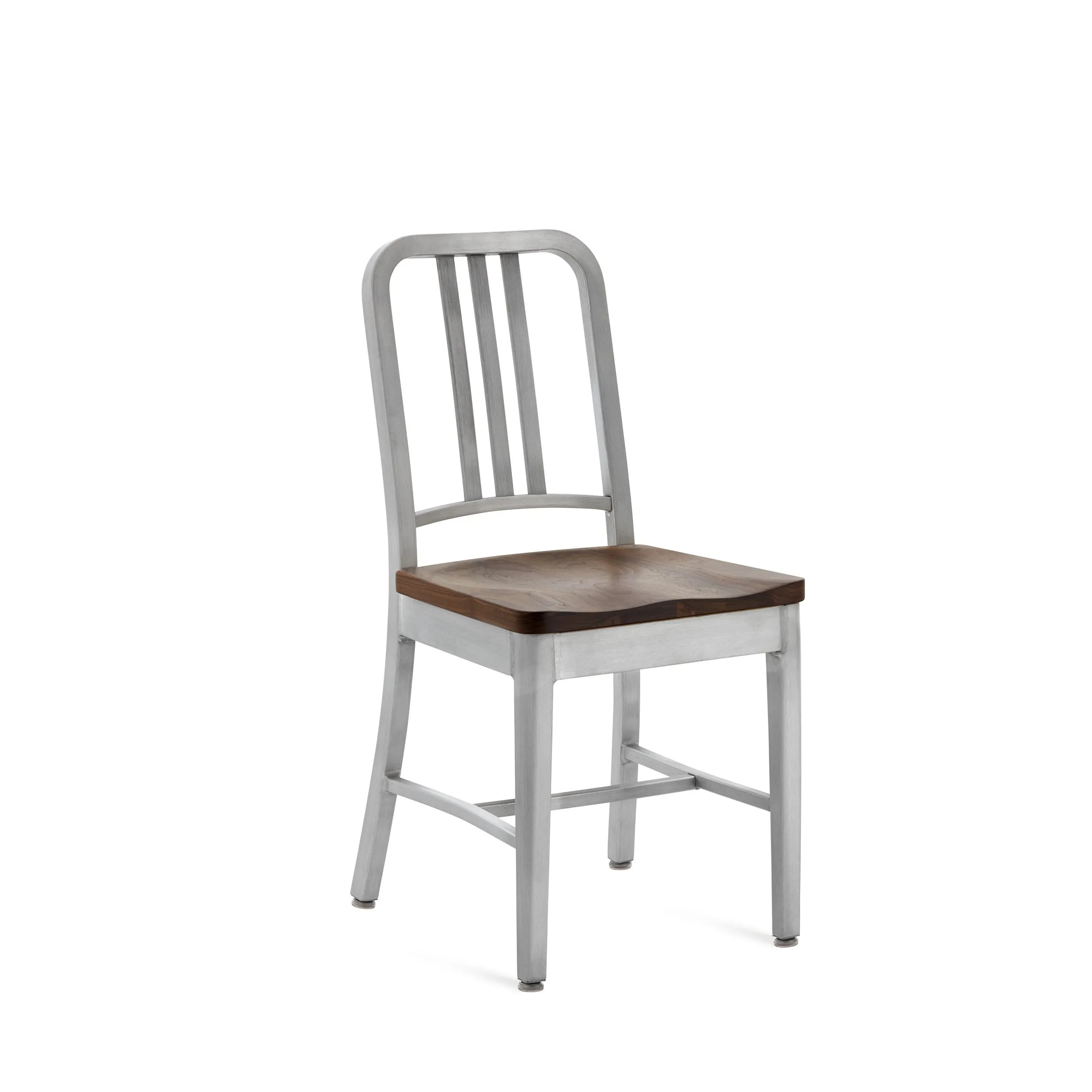 Navy Chair with Natural Wood Seat