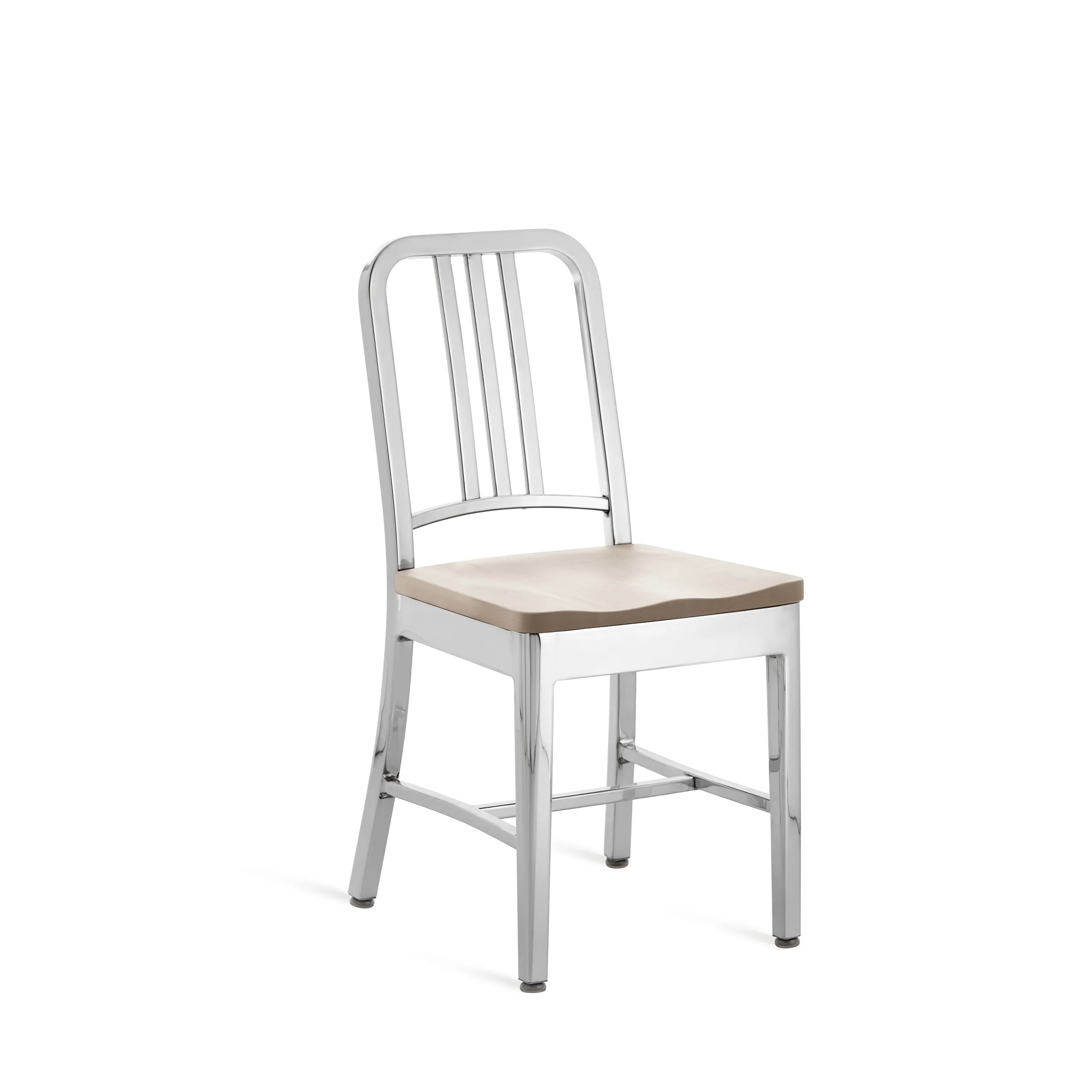 Navy Chair with Natural Wood Seat