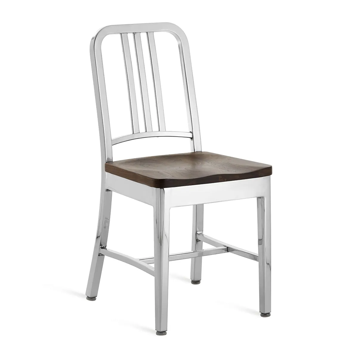 Navy Chair with Natural Wood Seat