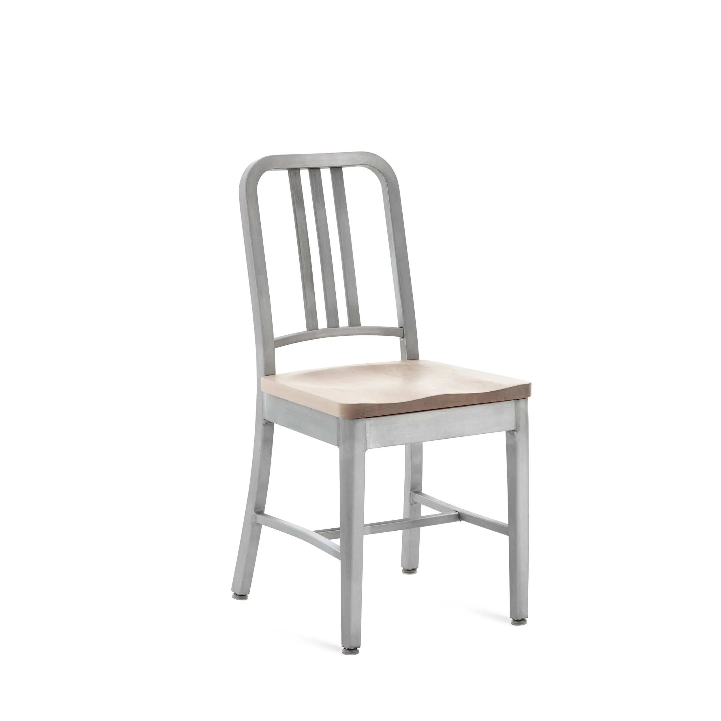 Navy Chair with Natural Wood Seat