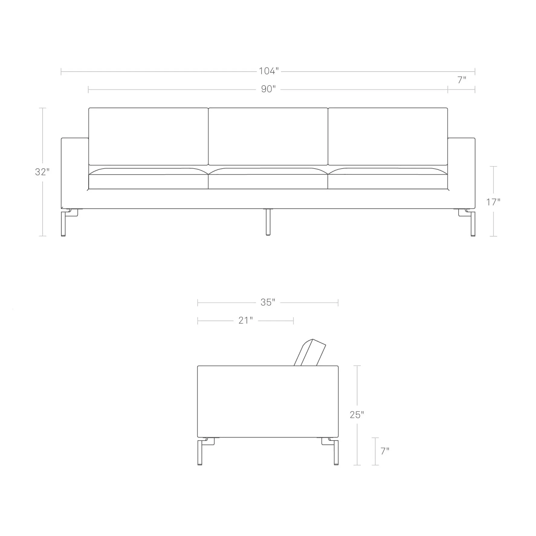 New Standard 104-Inch Sofa