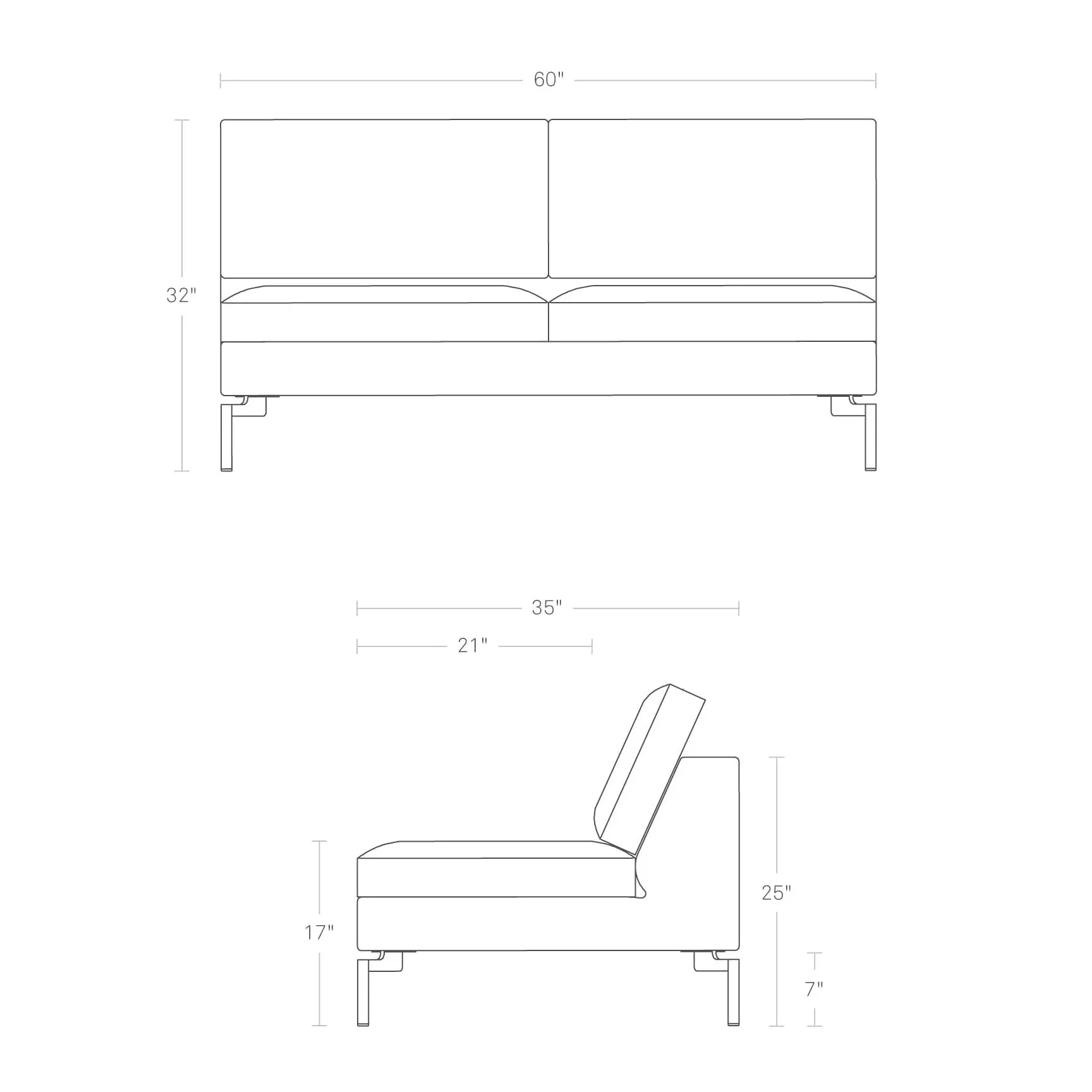 New Standard Armless Sofa