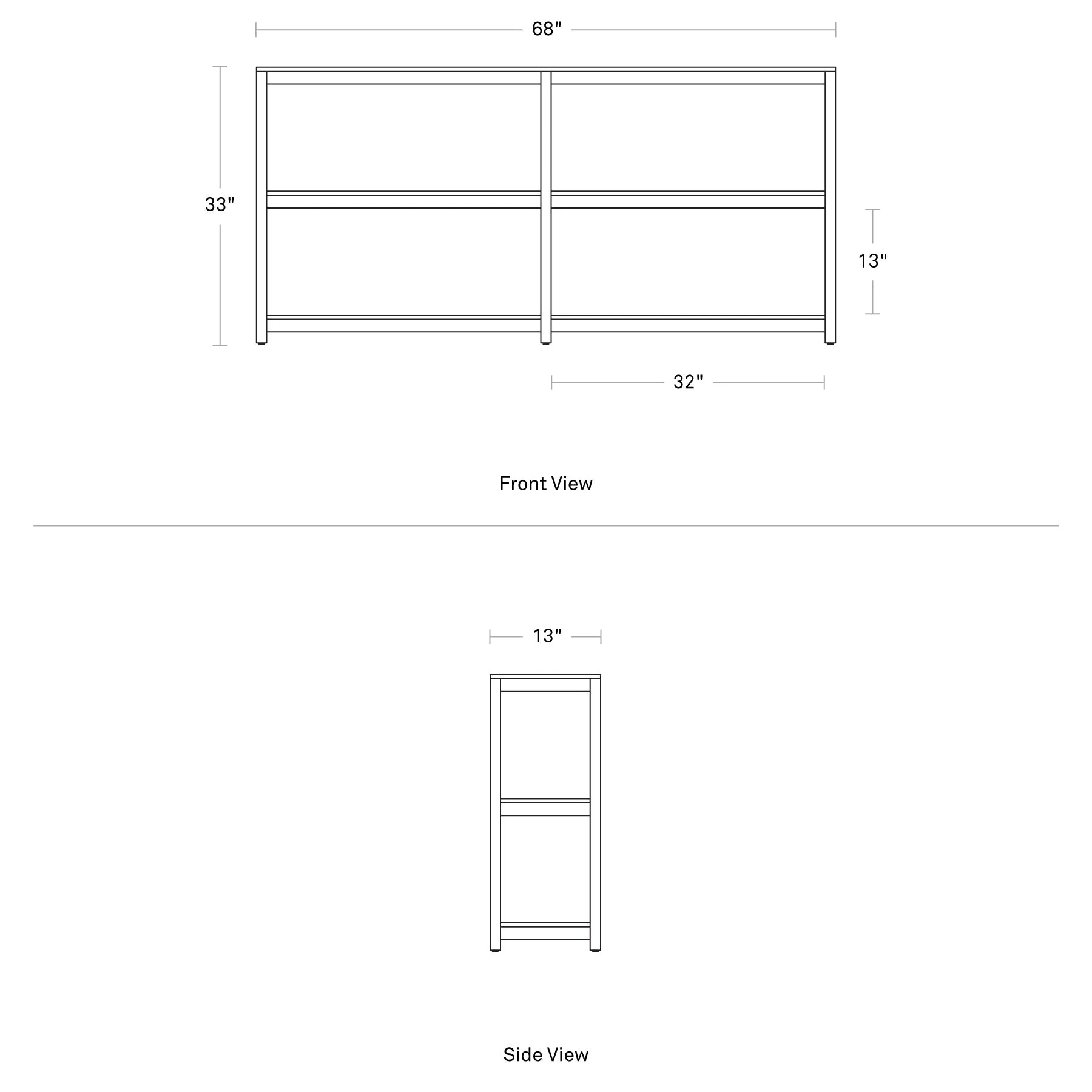 Open Plan Large Low Bookcase