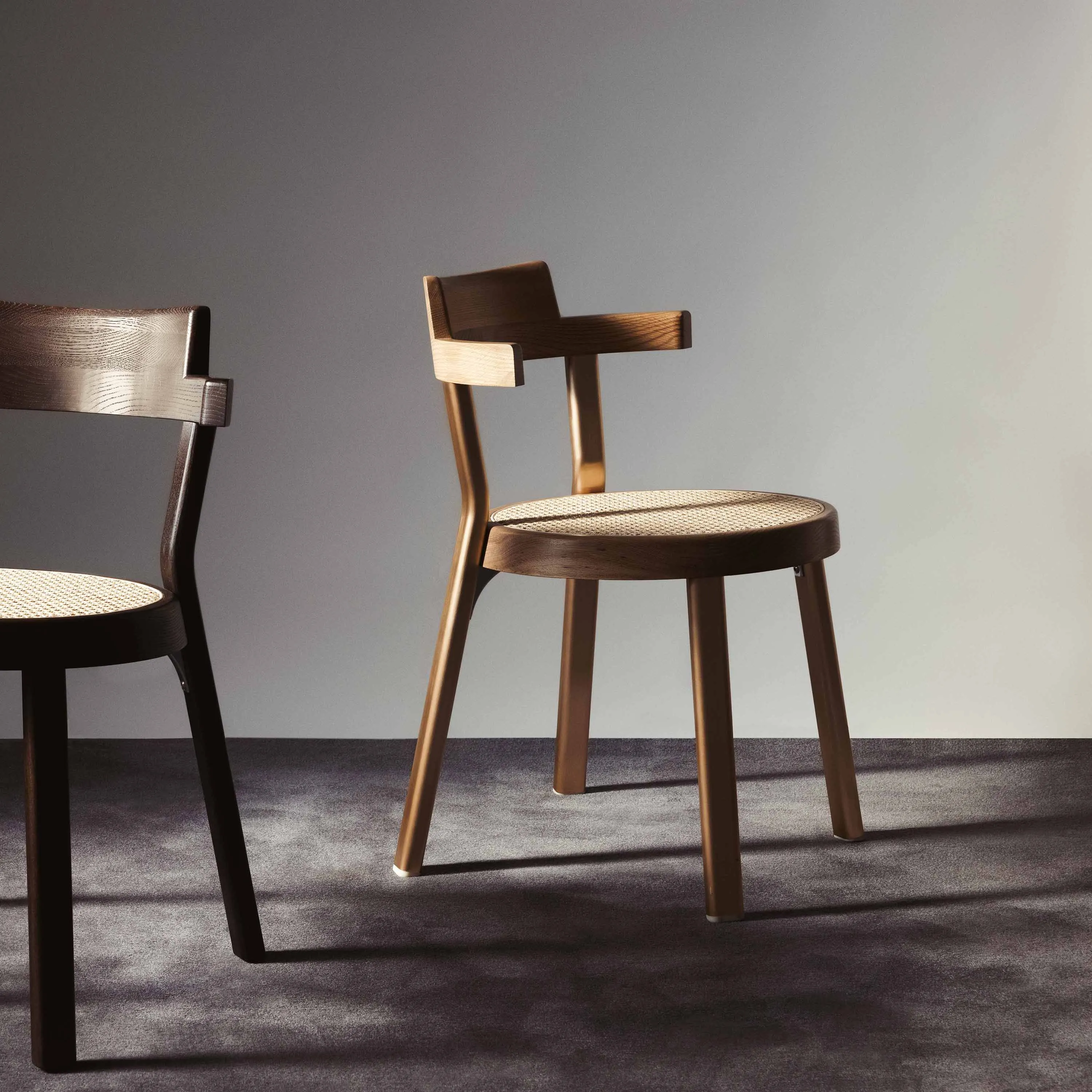 Pagoda Cane Dining Chair with Wood Legs