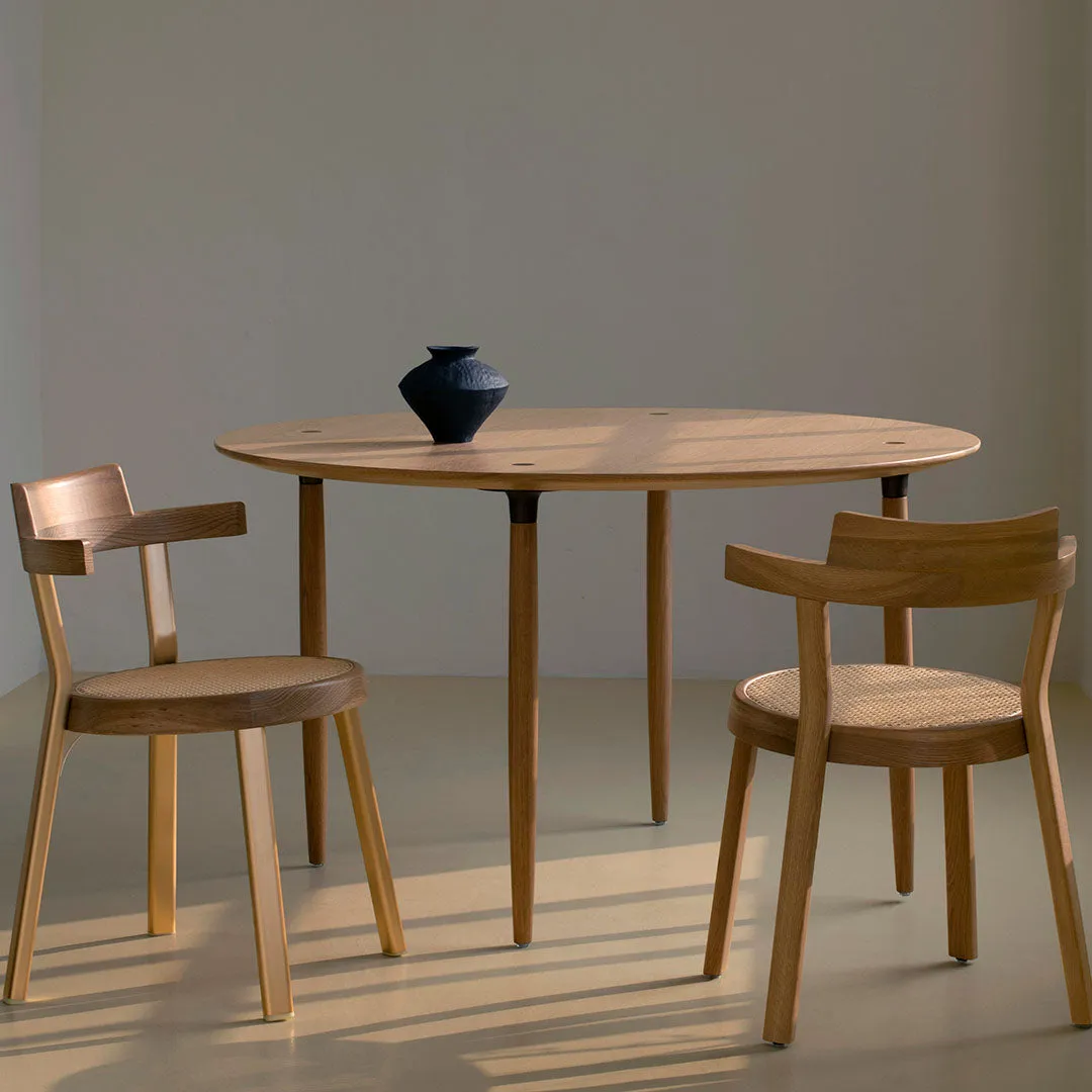 Pagoda Cane Dining Chair with Wood Legs