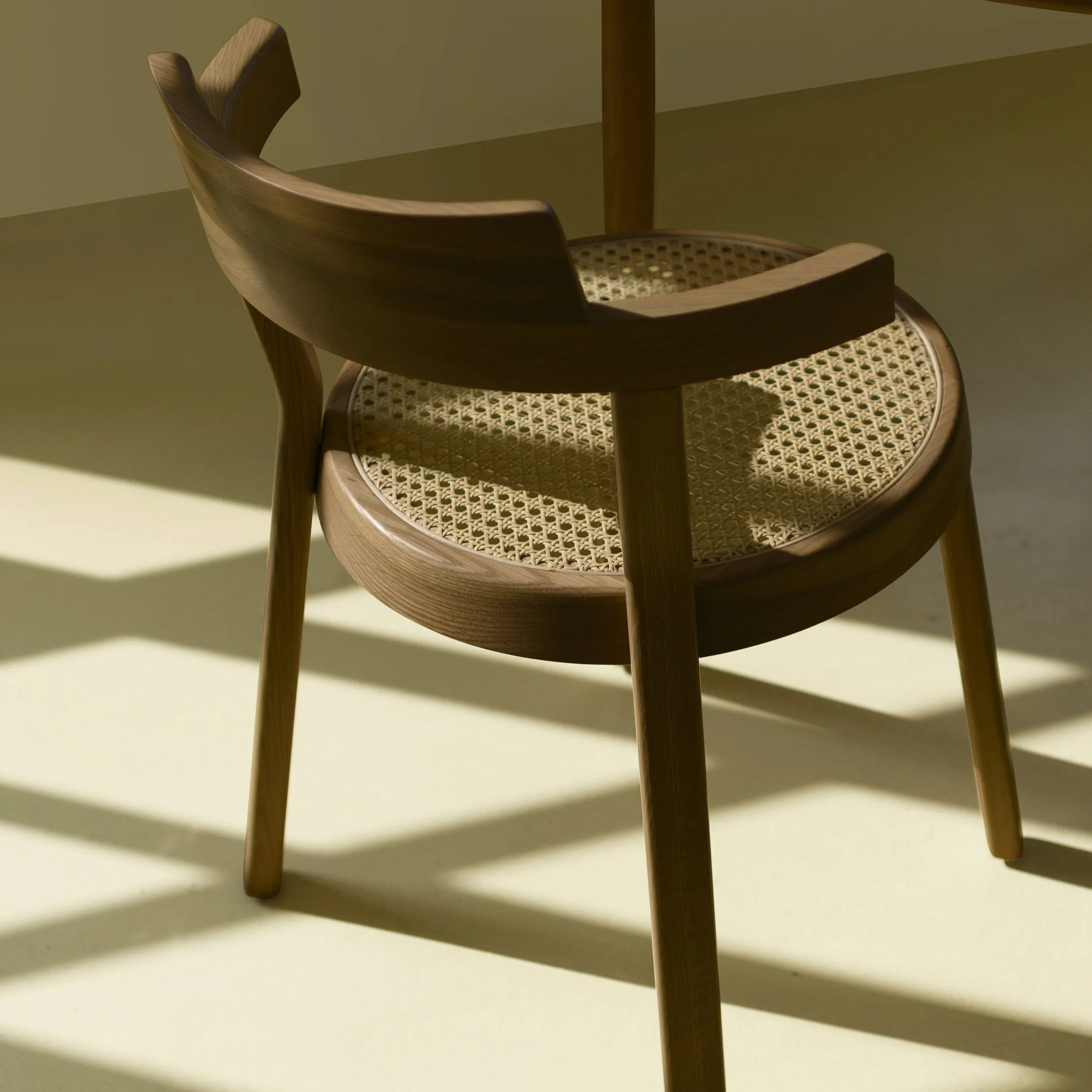 Pagoda Cane Dining Chair with Wood Legs