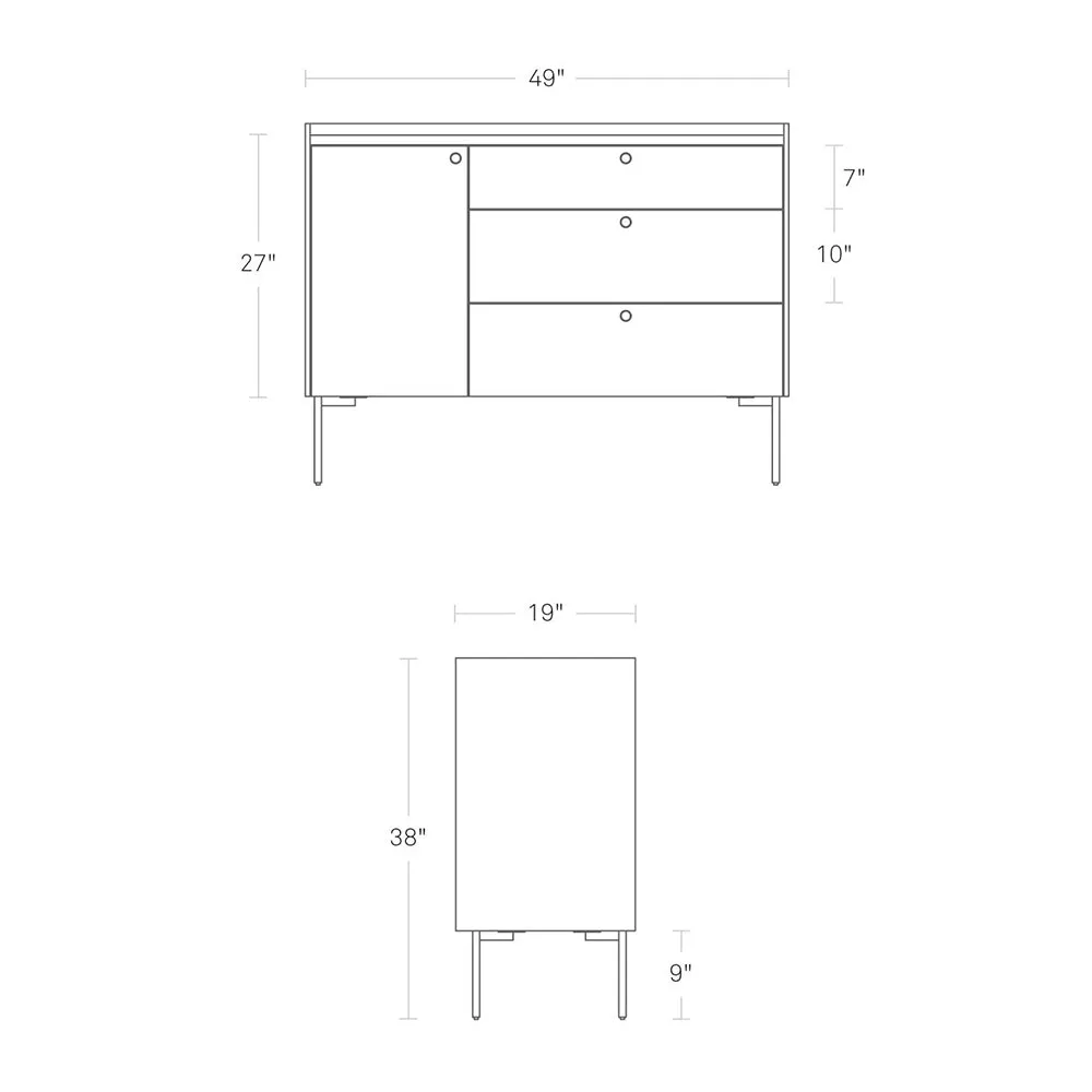 Peek 1 Door 3 Drawer Credenza