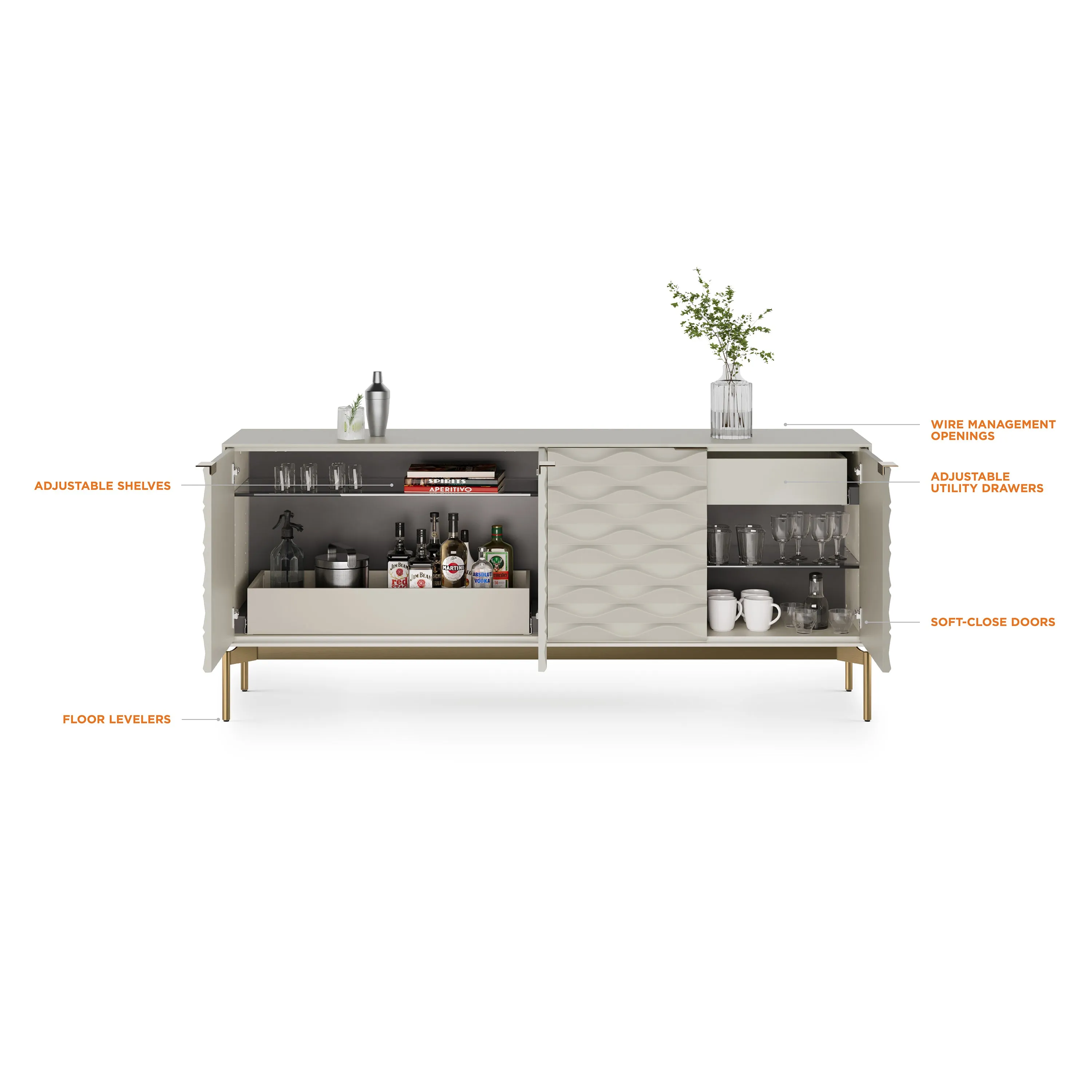 Ripple 4-Door Credenza
