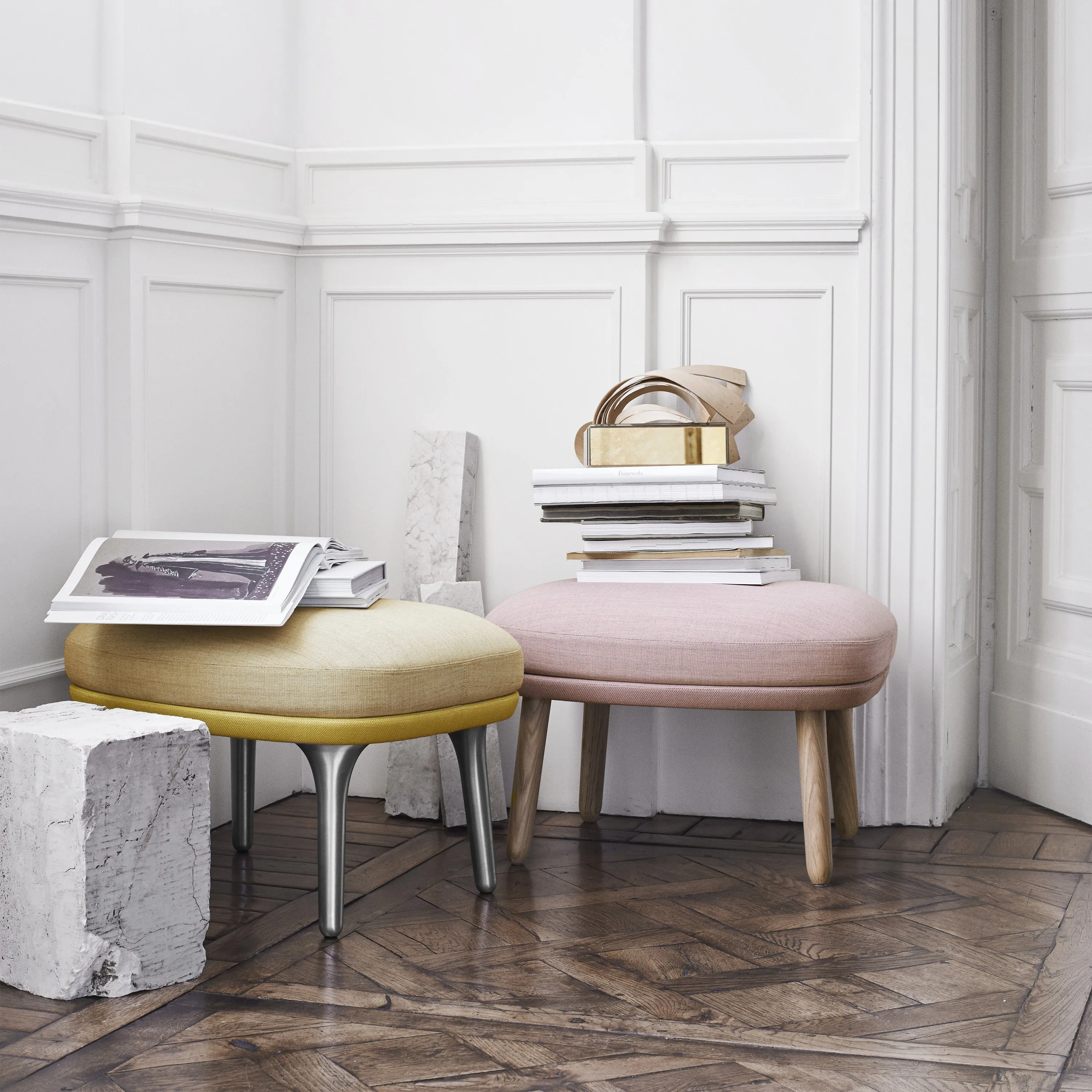 Ro Ottoman with Wood Legs