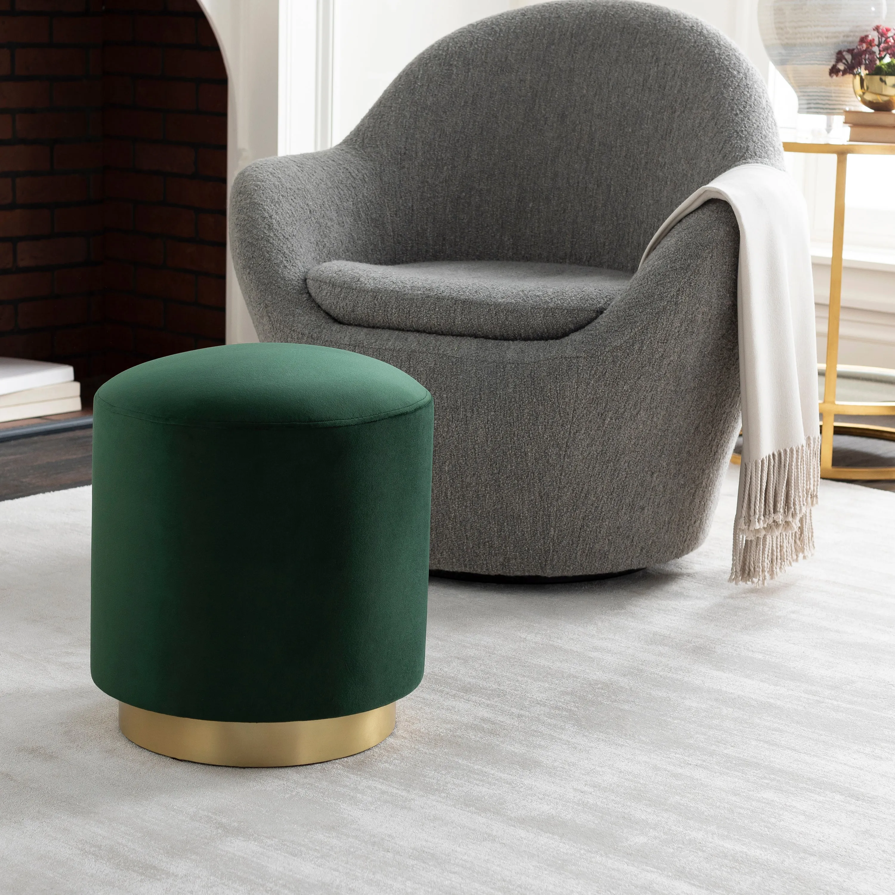 Roxanne Velvet Pouf/Ottoman