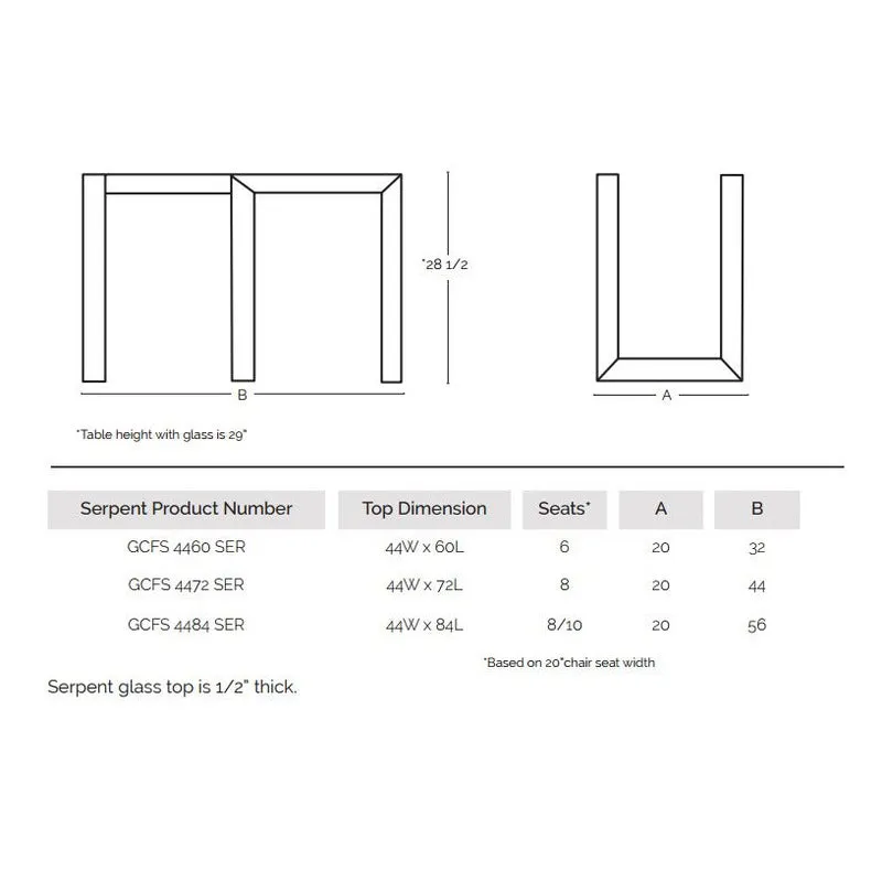 Serpent Dining Table - Glass Top