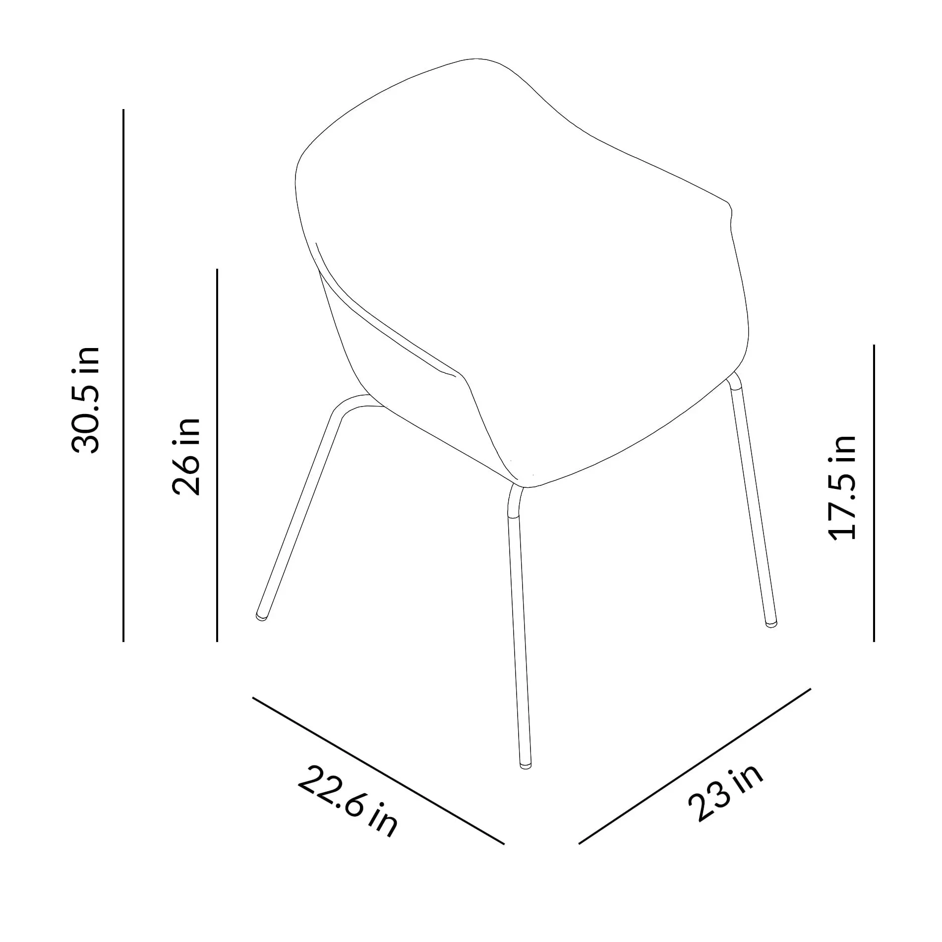 Shape Armchair - 4 Legs (Set of 2)